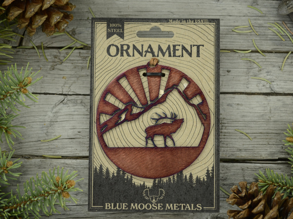 Elk Mountain Ornament created by Blue Moose Metals. Made in Montana