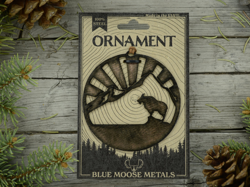 Mountain Goat Ornament created by Blue Moose Metals. Made in Montana