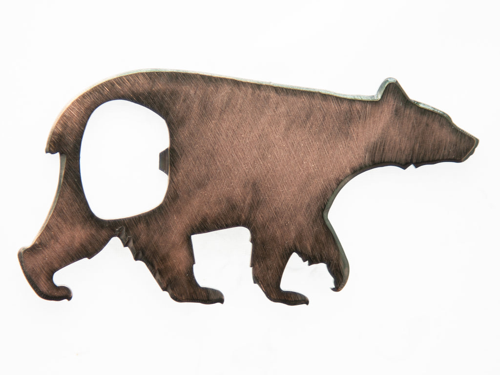 Black Bear Magnetic Bottle Opener Bronze created by Blue Moose Metals. Made in Montana