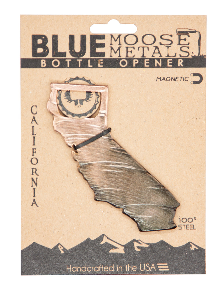 California State Magnetic Bottle Opener created by Blue Moose Metals. Made in Montana