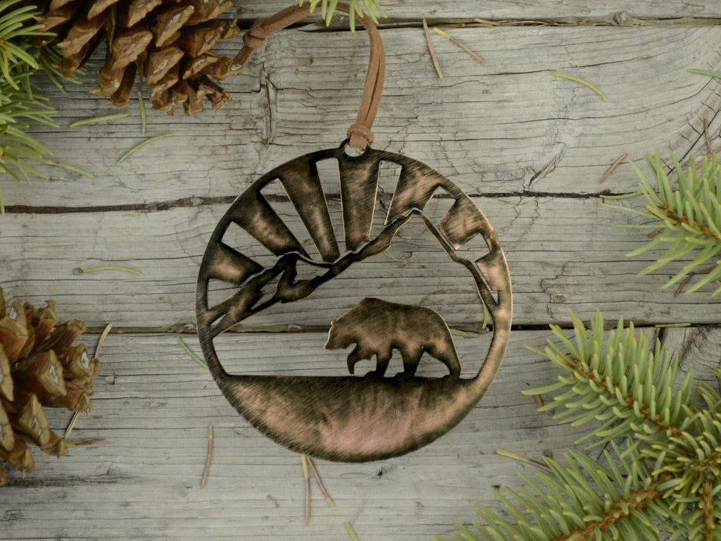 Bear Mountain Ornament Bronze created by Blue Moose Metals. Made in Montana