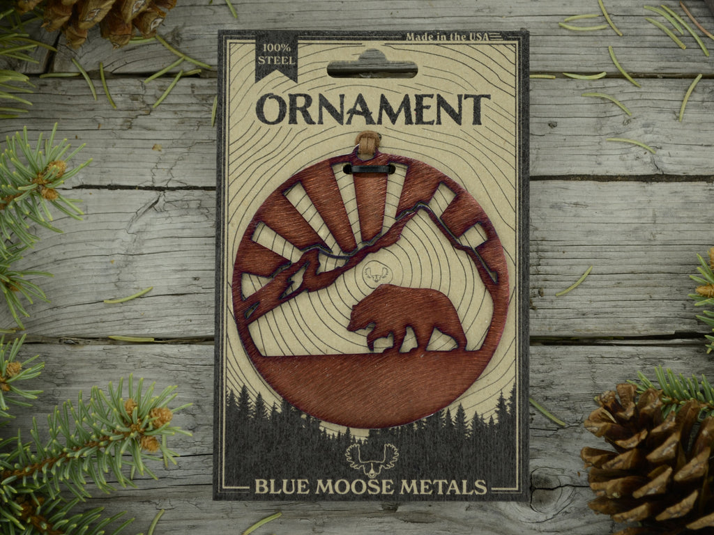 Bear Mountain Ornament created by Blue Moose Metals. Made in Montana