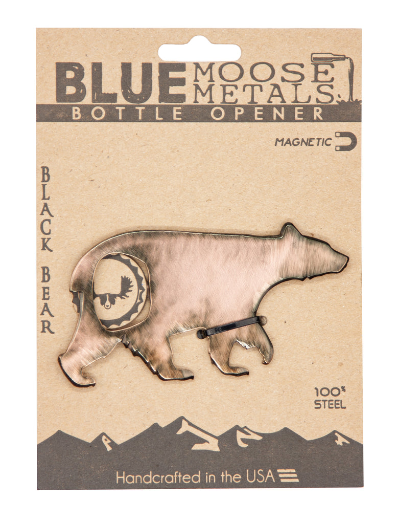 Black Bear Magnetic Bottle Opener created by Blue Moose Metals. Made in Montana