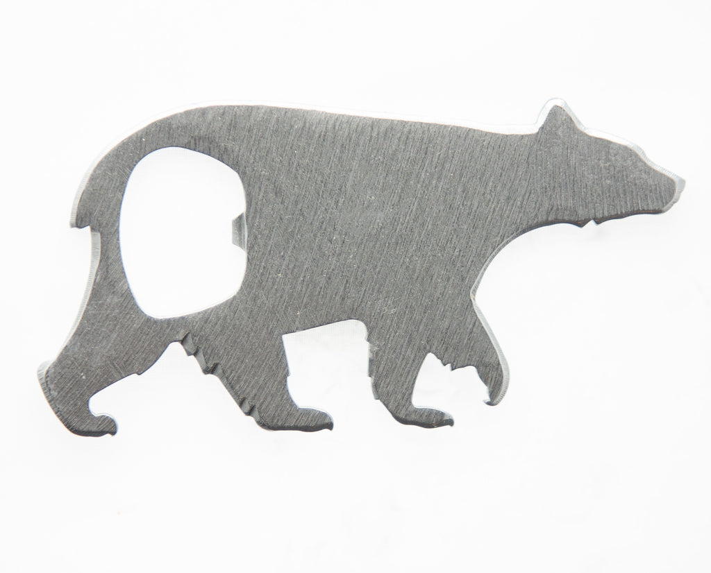Black Bear Magnetic Bottle Opener Silver created by Blue Moose Metals. Made in Montana