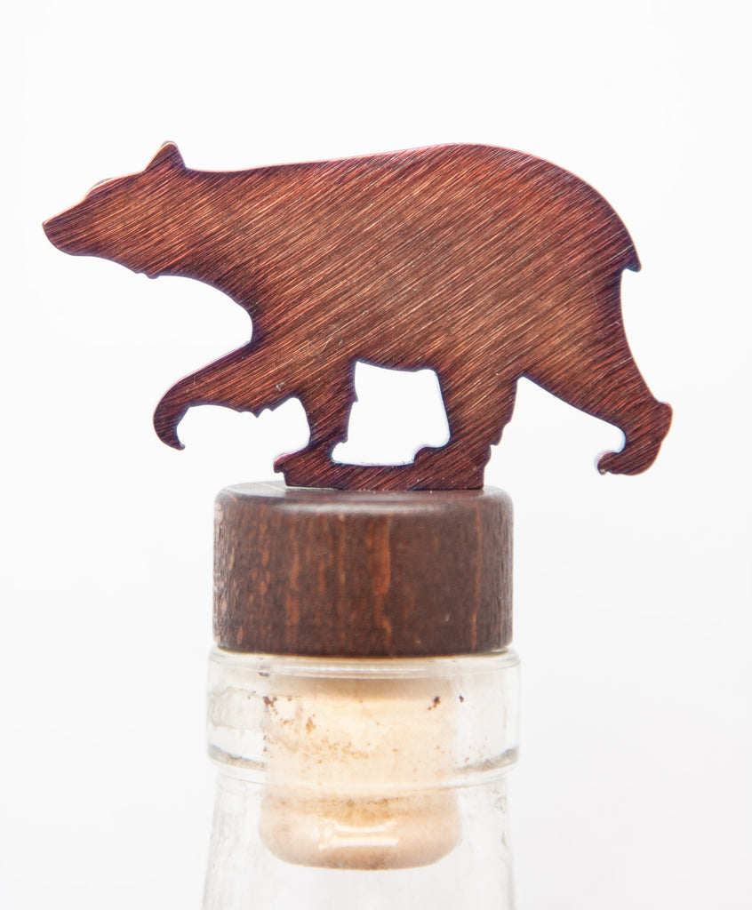 Black Bear Wine Bottle Stopper Torch created by Blue Moose Metals. Made in Montana