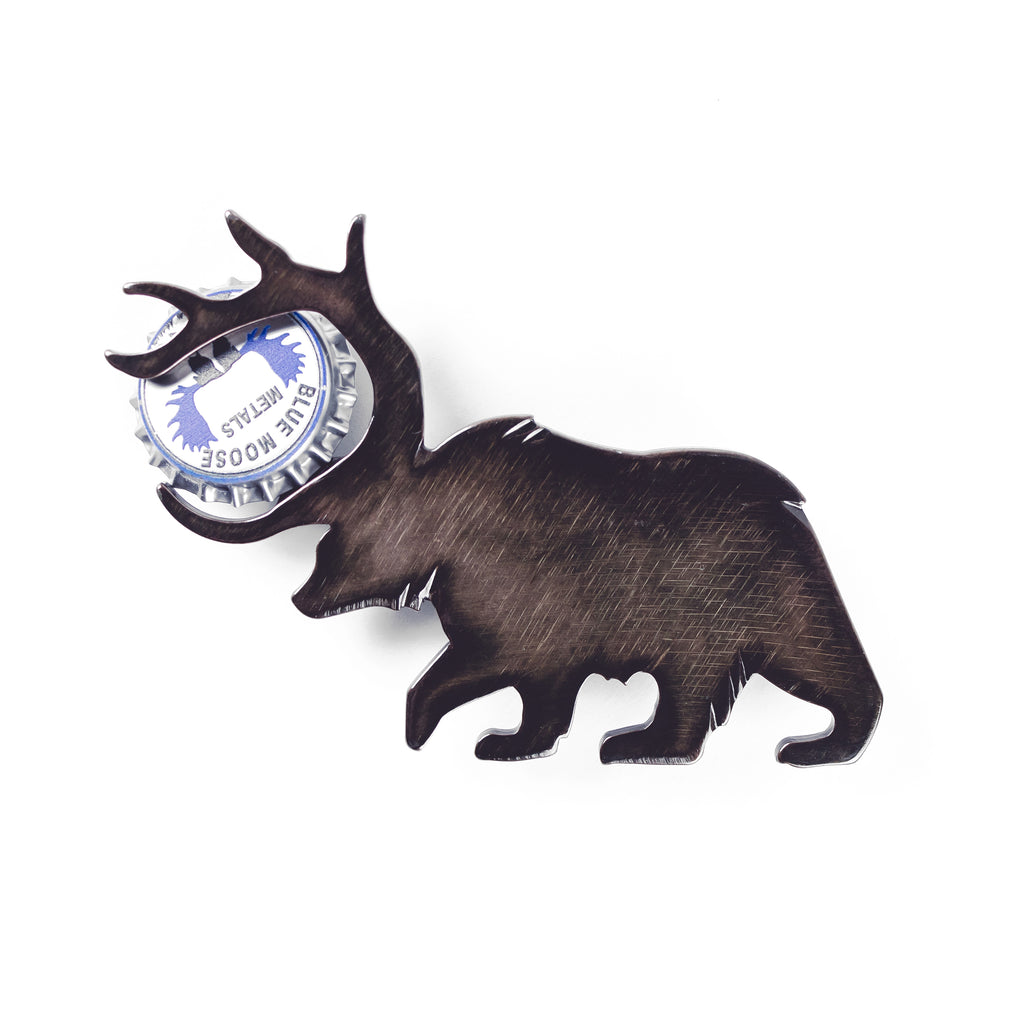 Bear+Deer=BEER Magnetic Bottle Opener Bronze created by Blue Moose Metals. Made in Montana