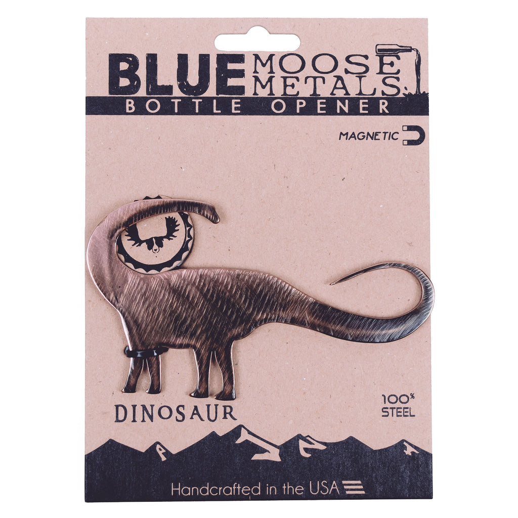Dinosaur Magnetic Bottle Opener created by Blue Moose Metals. Made in Montana