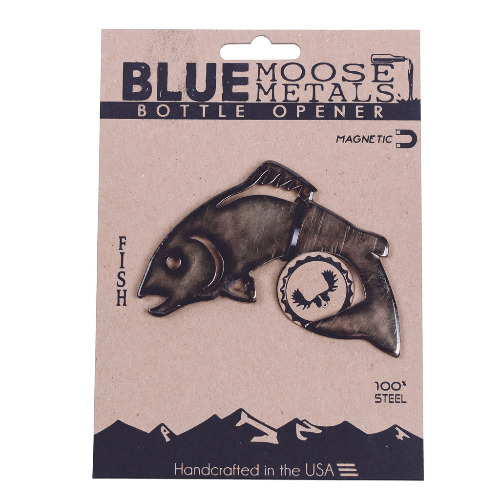 Fish Magnetic Bottle Opener created by Blue Moose Metals. Made in Montana