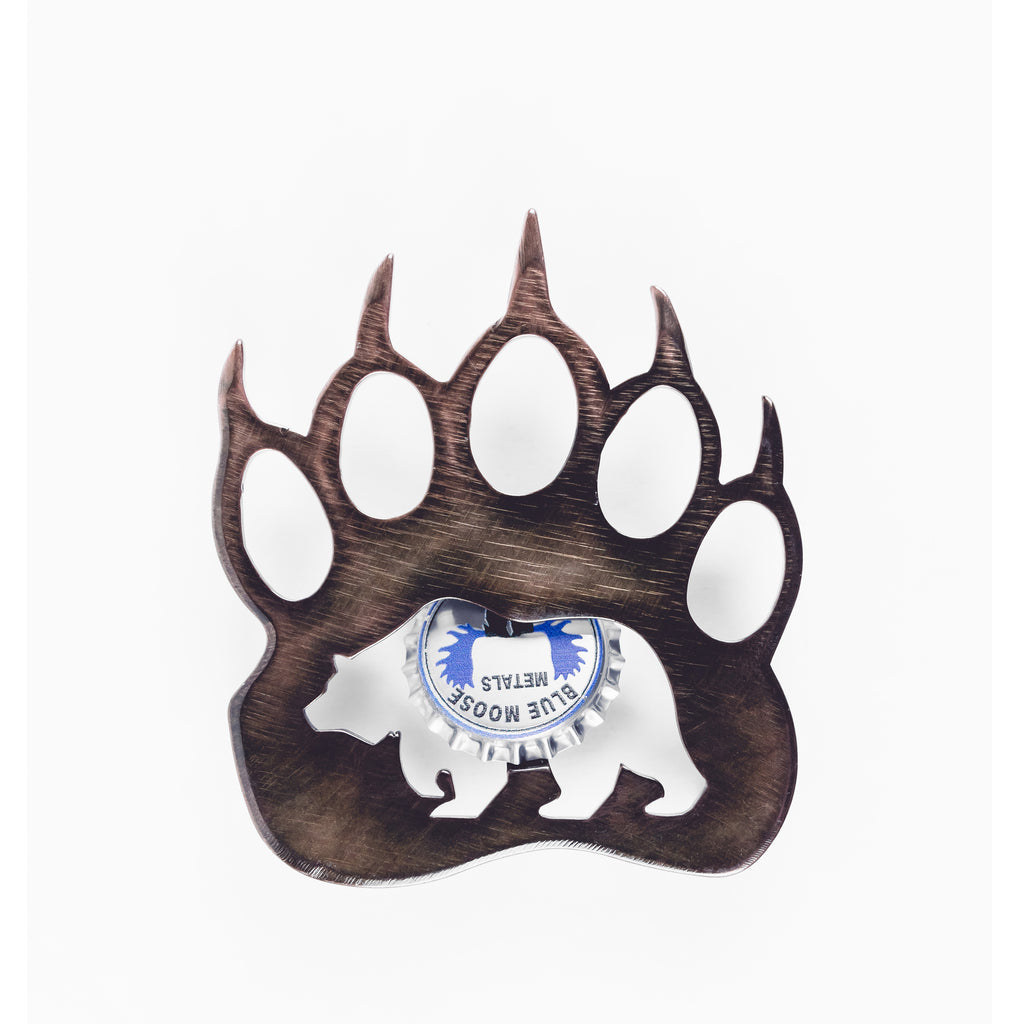 Grizzly Paw Magnetic Bottle Opener Bronze created by Blue Moose Metals. Made in Montana