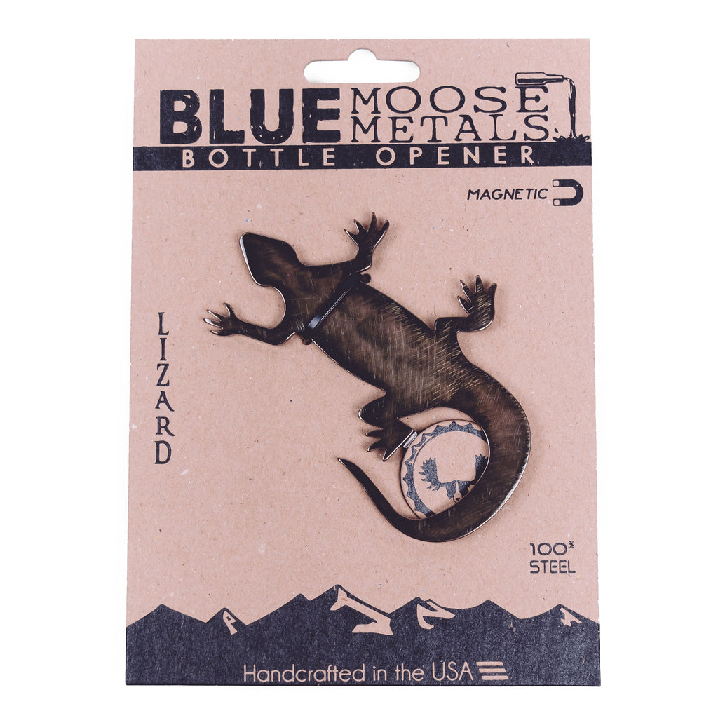 Lizard - Handmade Steel Magnetic Bottle Opener | Blue Moose Metals
