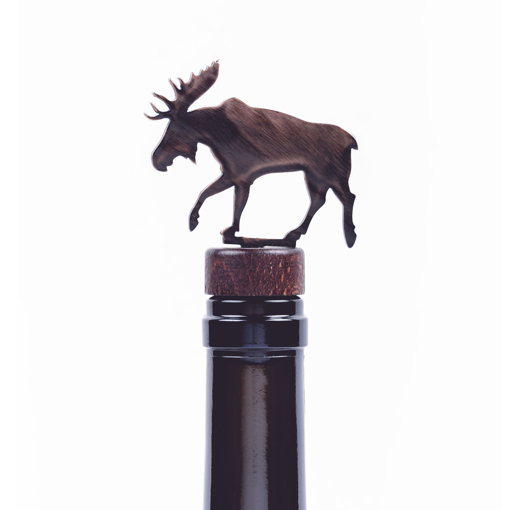 Moose Wine Bottle Stopper Bronze created by Blue Moose Metals. Made in Montana