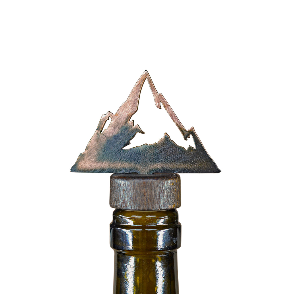 Mountain Wine Bottle Stopper Bronze created by Blue Moose Metals. Made in Montana