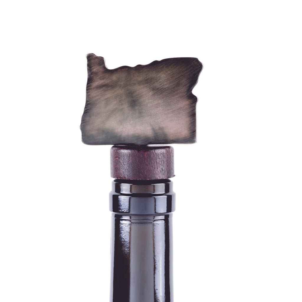 Oregon State Wine Bottle Stopper Bronze created by Blue Moose Metals. Made in Montana