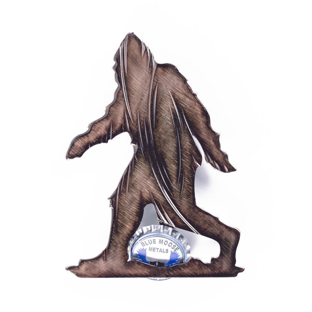 Sasquatch Magnetic Bottle Opener Bronze created by Blue Moose Metals. Made in Montana