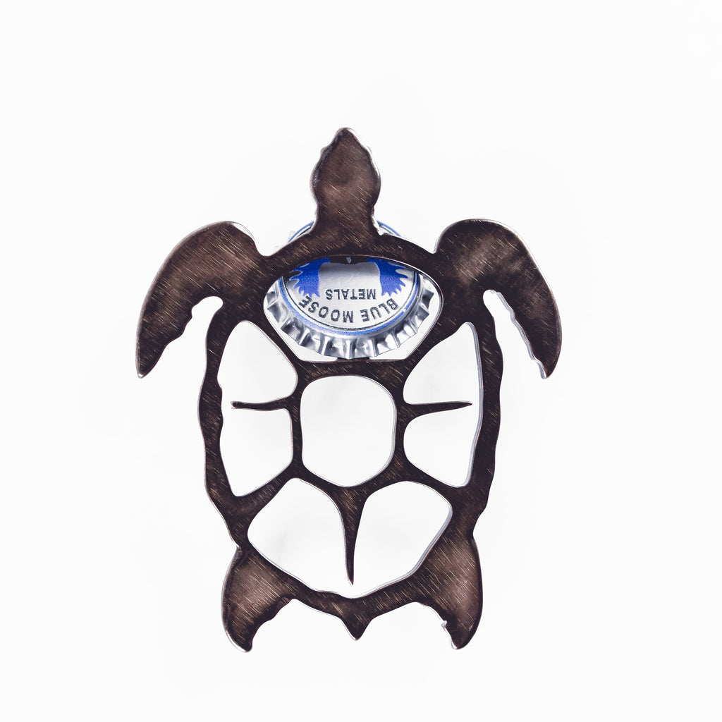 Sea Turtle Magnetic Bottle Opener Bronze created by Blue Moose Metals. Made in Montana