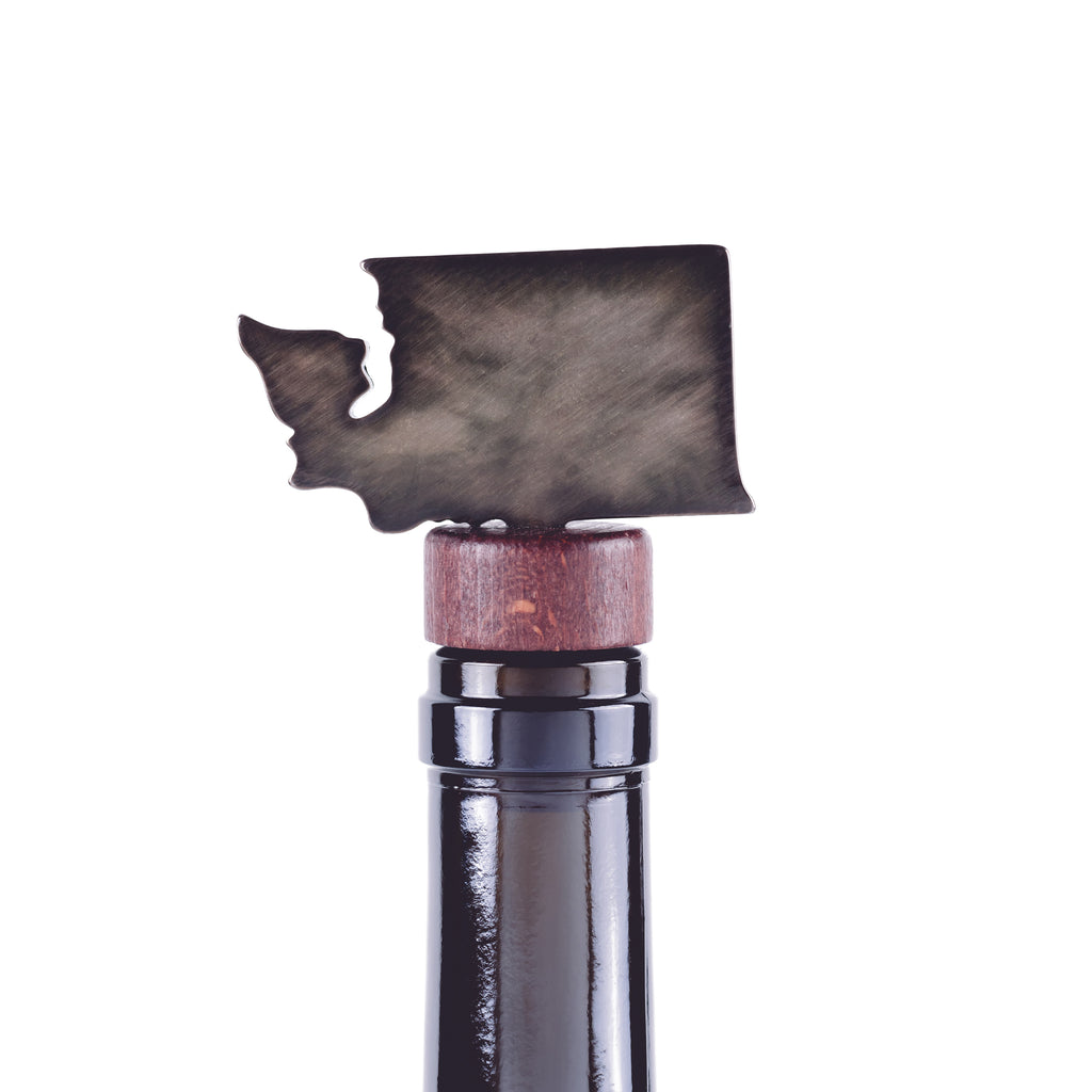 Washington State Wine Bottle Stopper Bronze created by Blue Moose Metals. Made in Montana