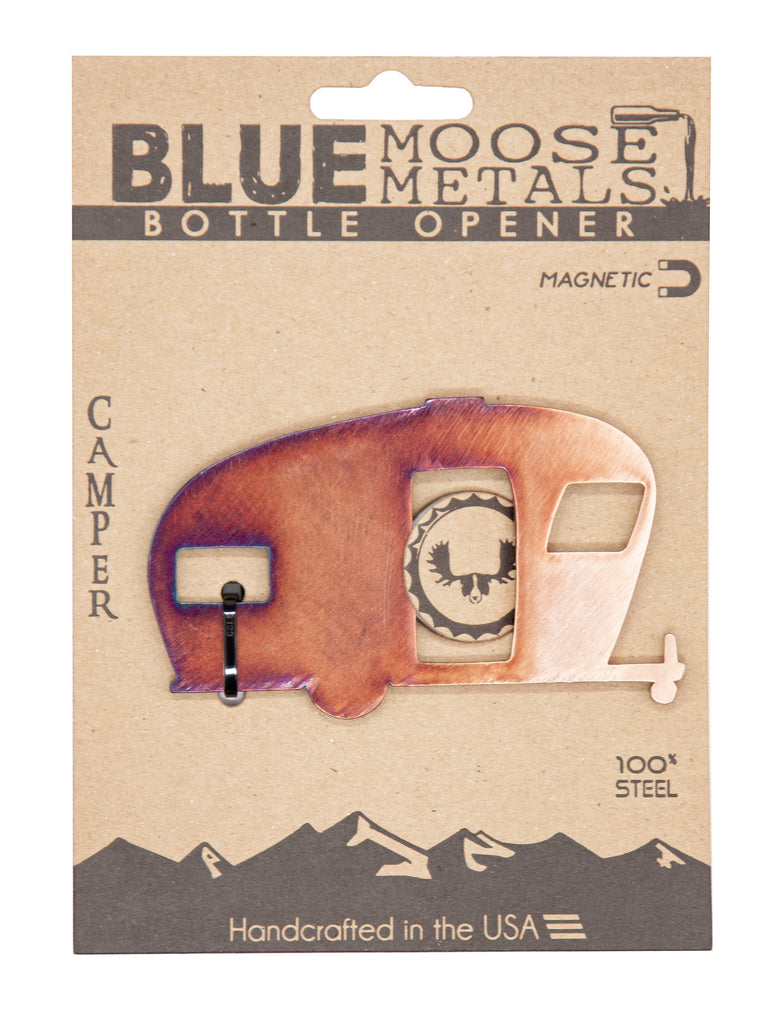 Camper Magnetic Bottle Opener created by Blue Moose Metals. Made in Montana