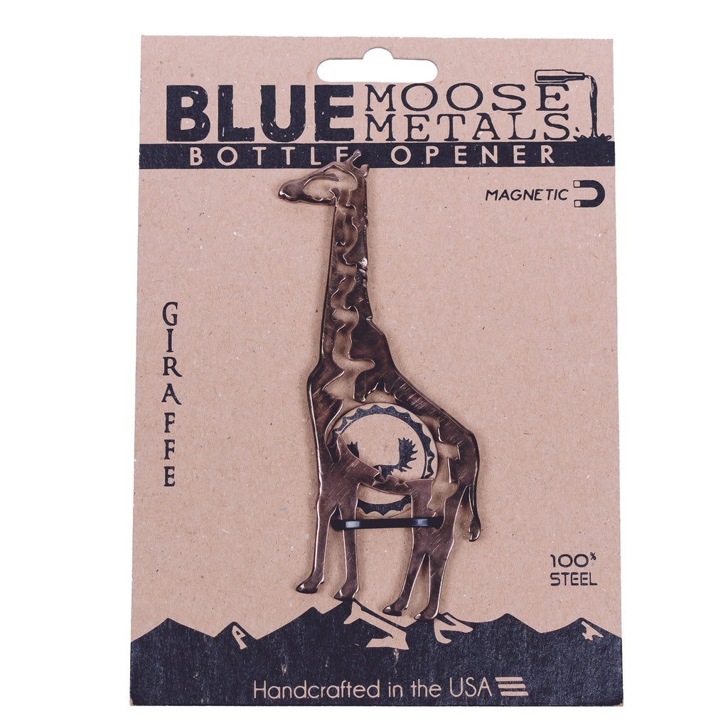 Giraffe Magnetic Bottle Opener created by Blue Moose Metals. Made in Montana