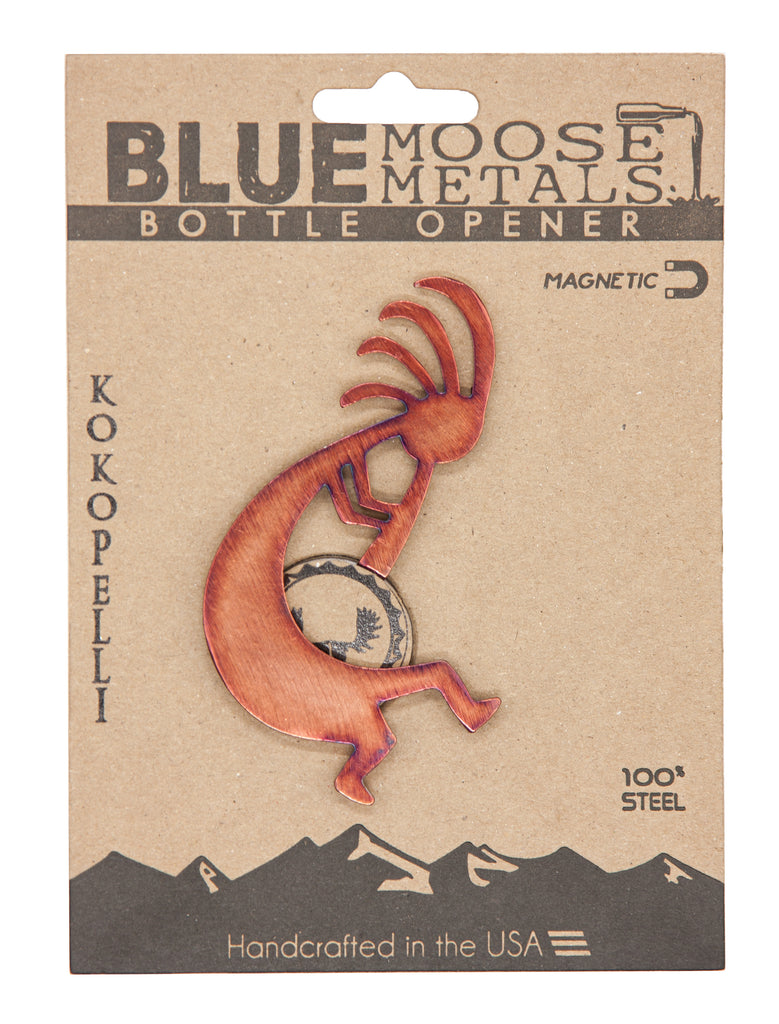Kokopelli Magnetic Bottle Opener created by Blue Moose Metals. Made in Montana