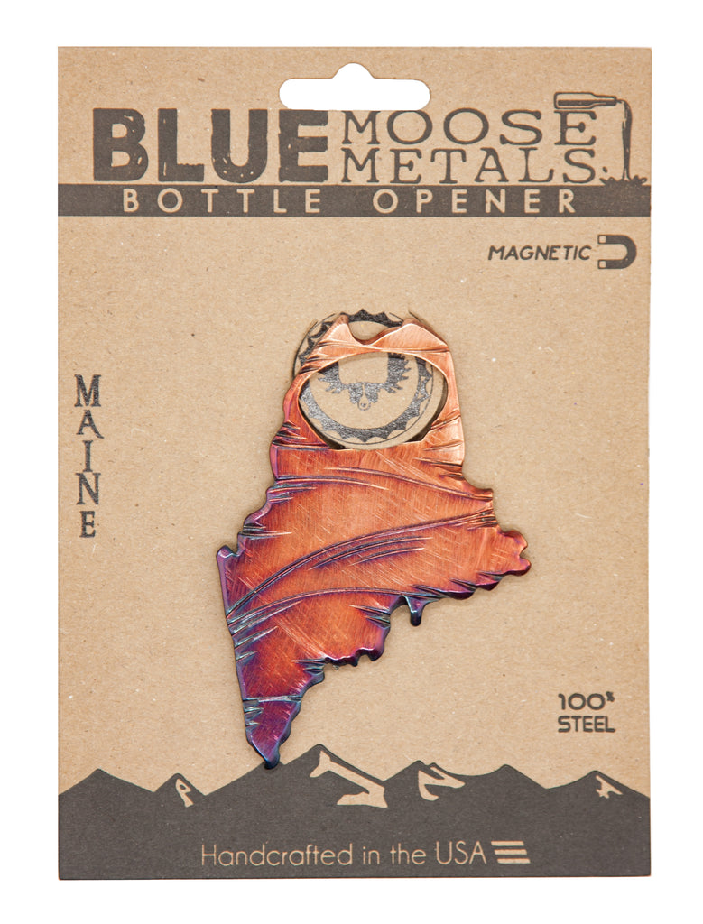 Maine State Magnetic Bottle Opener created by Blue Moose Metals. Made in Montana