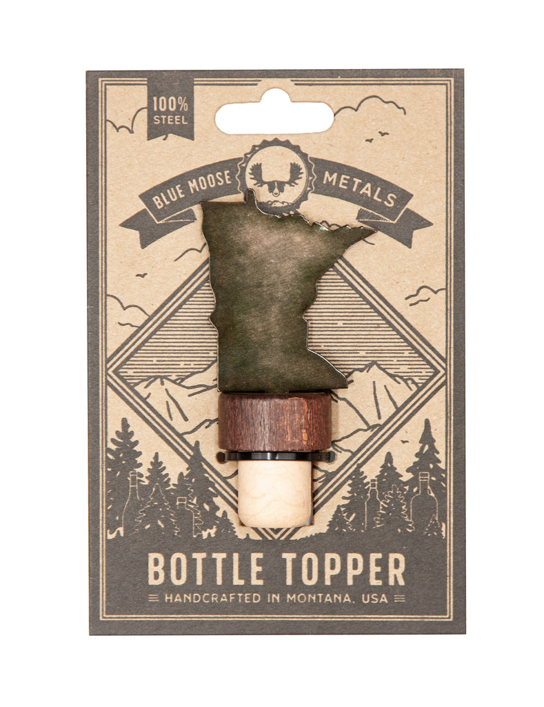 Minnesota Wine Bottle Stopper created by Blue Moose Metals. Made in Montana