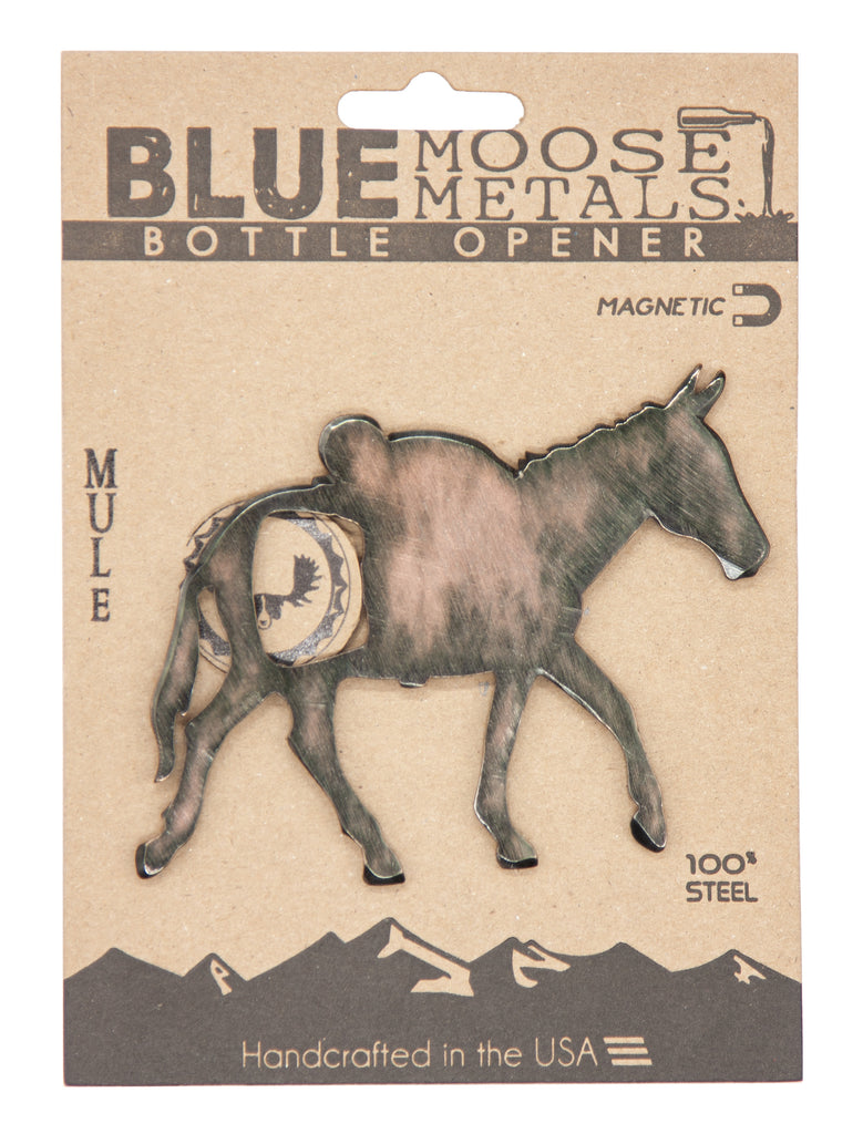 Pack Mule Magnetic Bottle Opener created by Blue Moose Metals. Made in Montana