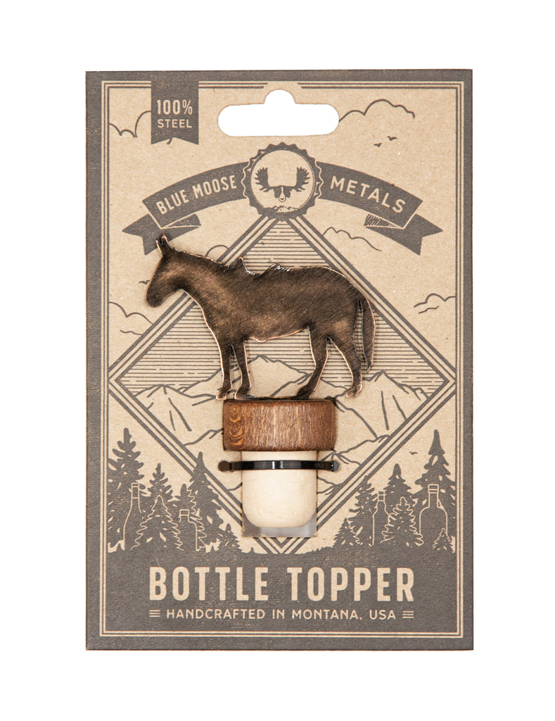 Pack Mule Wine Bottle Stopper Bronze created by Blue Moose Metals. Made in Montana