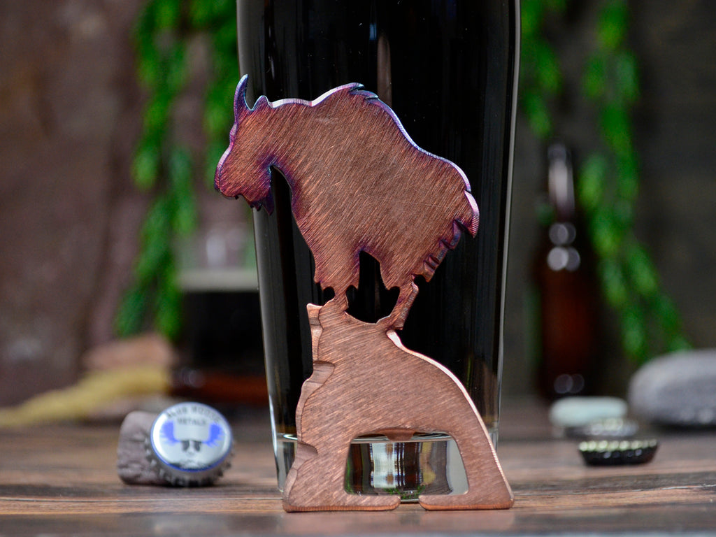 Mountain Goat Magnetic Bottle Opener created by Blue Moose Metals. Made in Montana