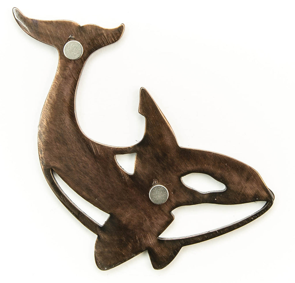 Orca Magnetic Bottle Opener created by Blue Moose Metals. Made in Montana