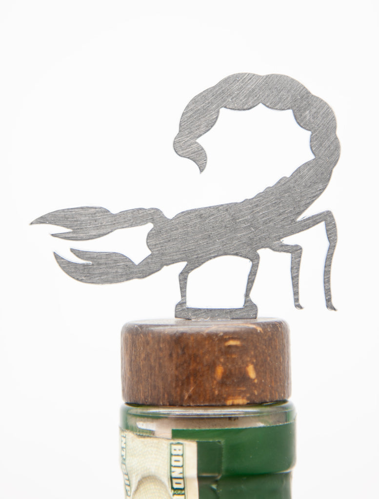 Scorpion Wine Bottle Stopper created by Blue Moose Metals. Made in Montana