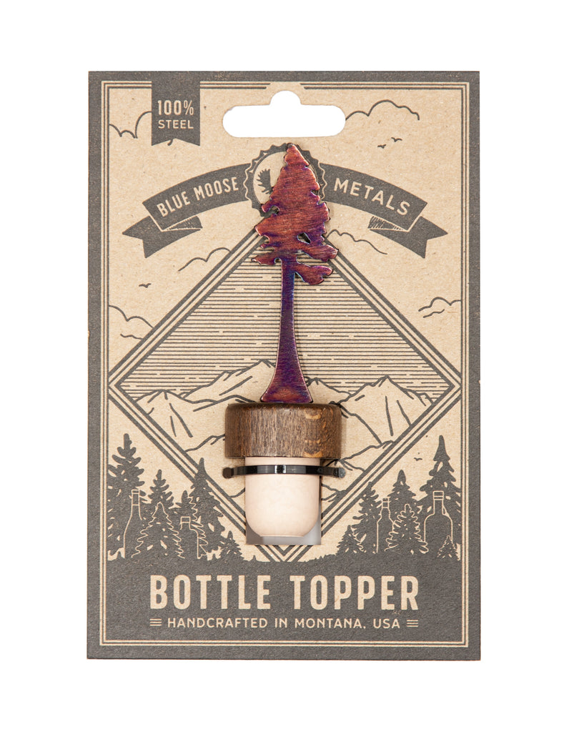 Sequoia Tree Wine Bottle Stopper created by Blue Moose Metals. Made in Montana