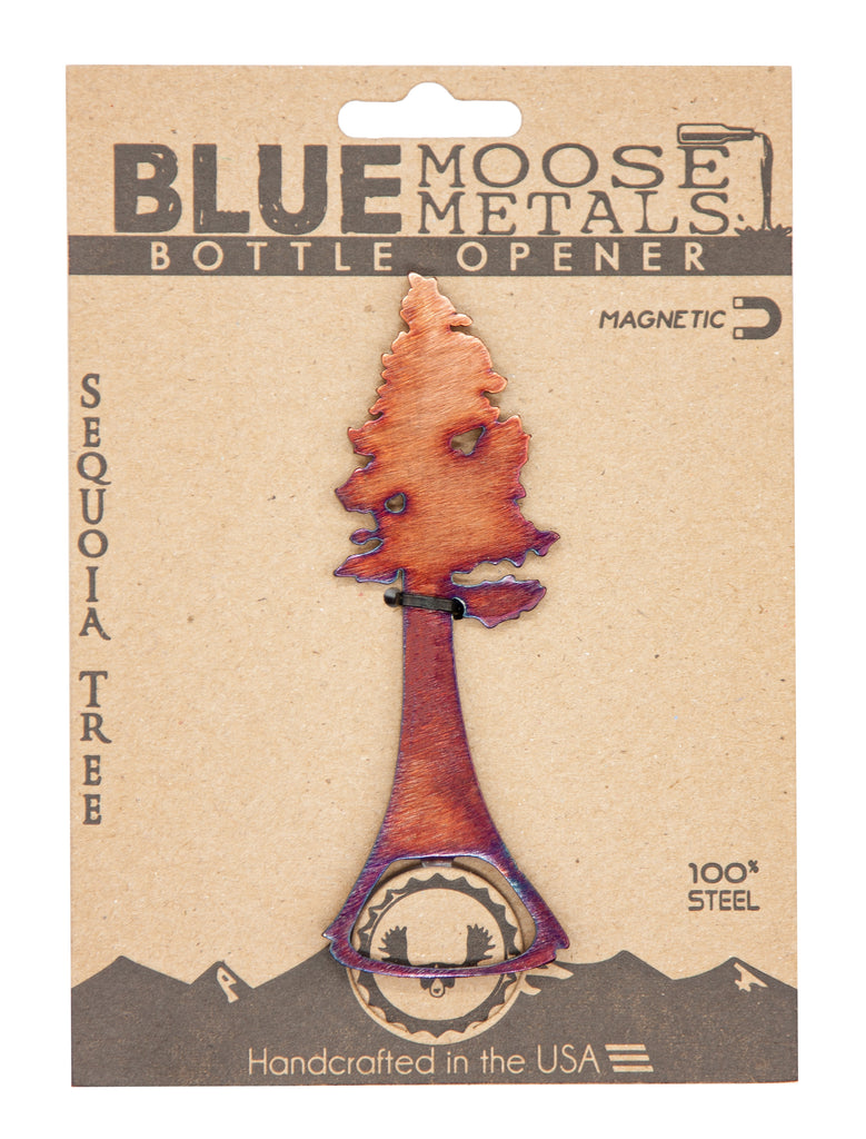 Sequoia Tree Magnetic Bottle Opener created by Blue Moose Metals. Made in Montana