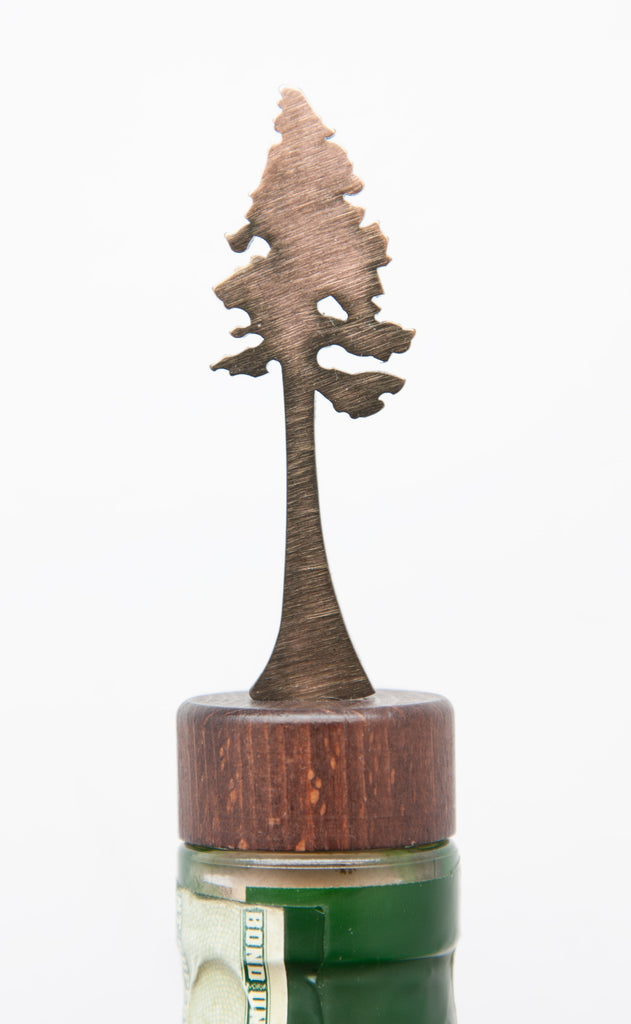 Sequoia Tree Wine Bottle Stopper Bronze created by Blue Moose Metals. Made in Montana