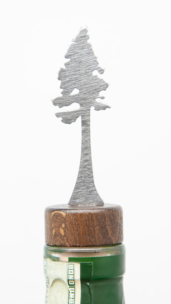 Sequoia Tree Wine Bottle Stopper Silver created by Blue Moose Metals. Made in Montana