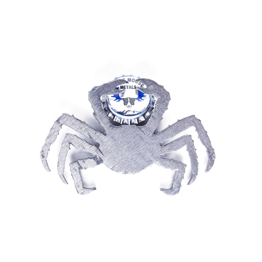 Crab Magnetic Bottle Opener Silver created by Blue Moose Metals. Made in Montana