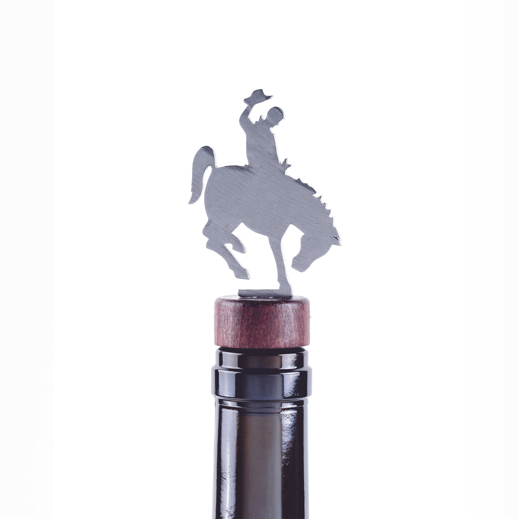 Bronco Wine Bottle Stopper Silver created by Blue Moose Metals. Made in Montana