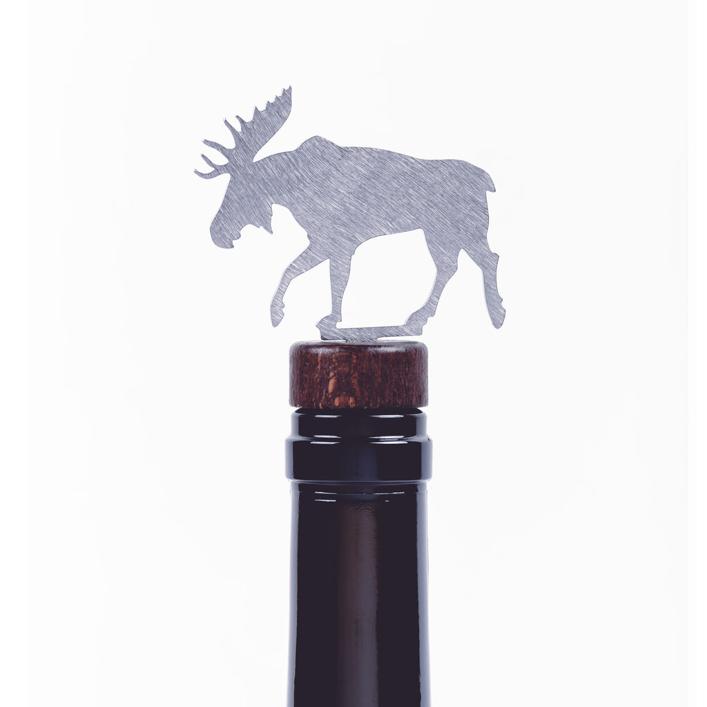Moose Wine Bottle Stopper Silver created by Blue Moose Metals. Made in Montana
