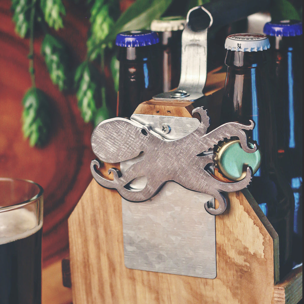 Octopus Magnetic Bottle Opener created by Blue Moose Metals. Made in Montana