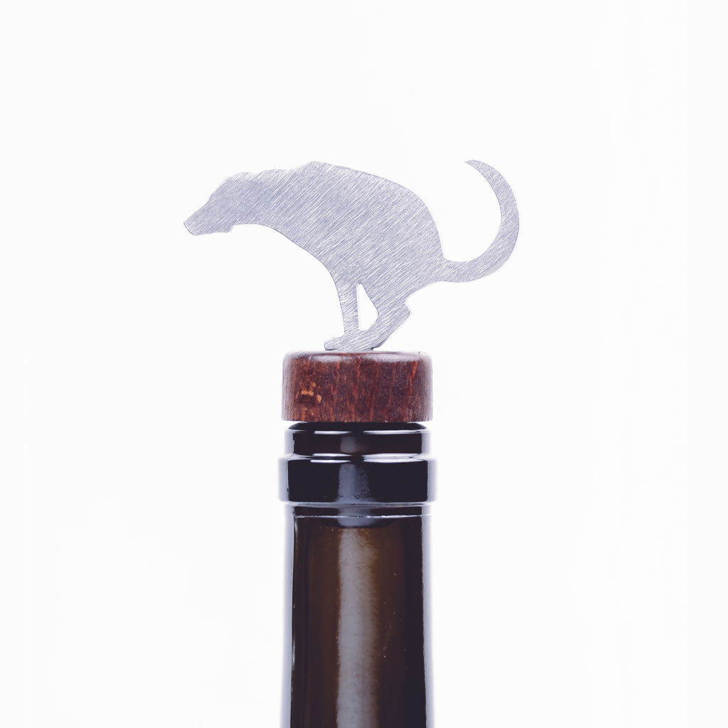 Pooping Dog Wine Bottle Stopper Silver created by Blue Moose Metals. Made in Montana