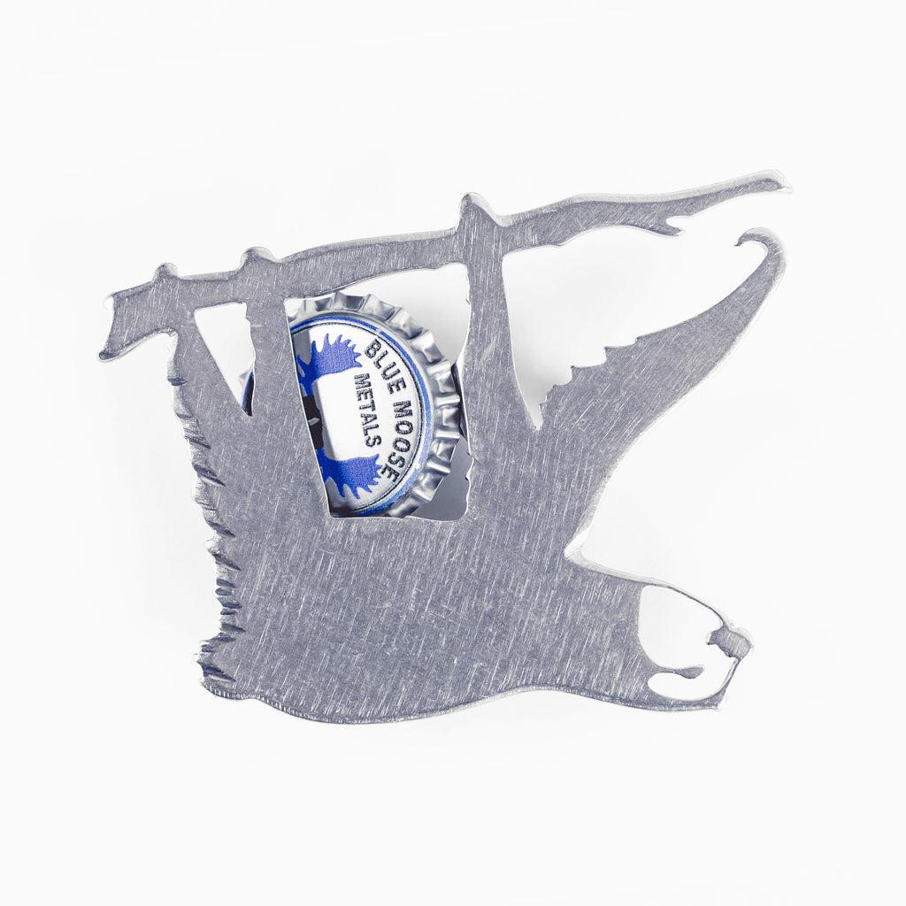 Sloth Magnetic Bottle Opener Silver created by Blue Moose Metals. Made in Montana
