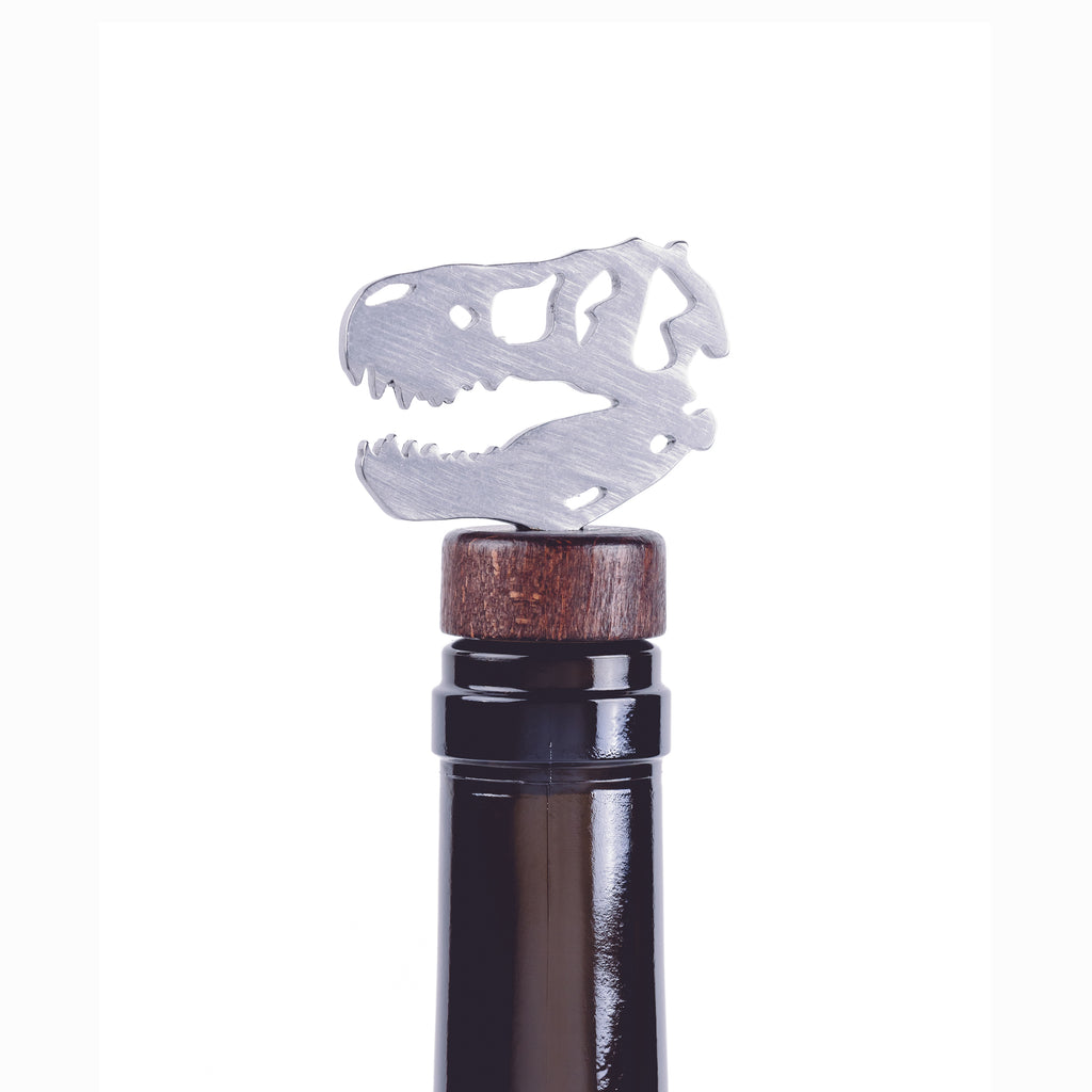 T-Rex Wine Bottle Stopper Silver created by Blue Moose Metals. Made in Montana