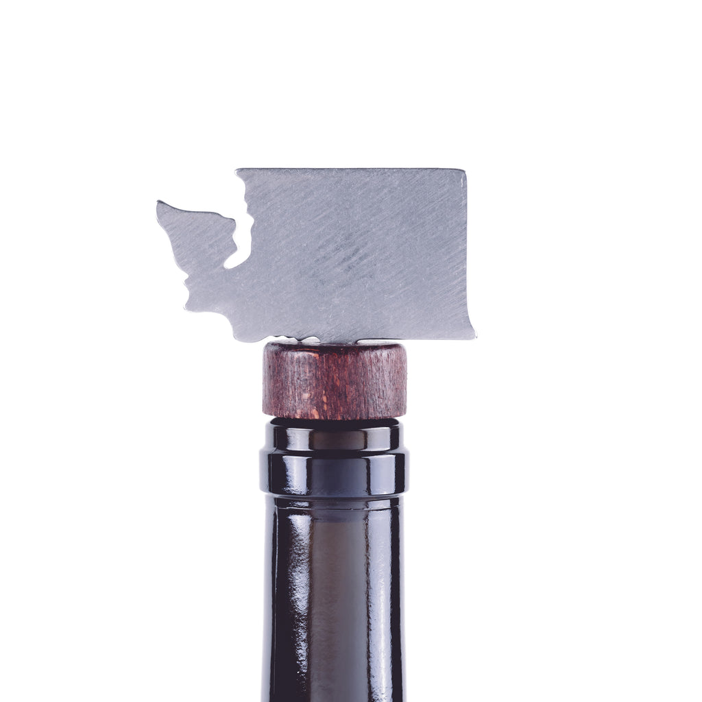Washington State Wine Bottle Stopper Silver created by Blue Moose Metals. Made in Montana