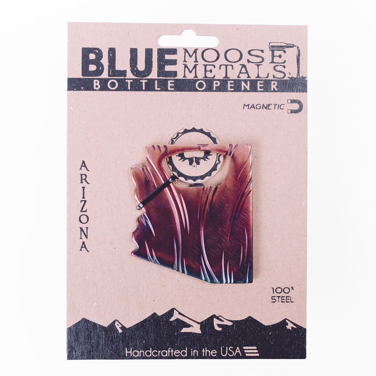 Handmade Arizona State Bottle Opener Steel Gift for Him Blue Moose Metals