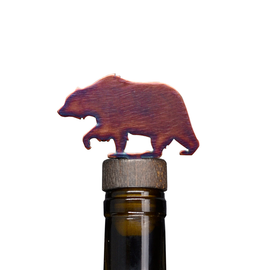 Bear Wine Bottle Stopper Torch created by Blue Moose Metals. Made in Montana
