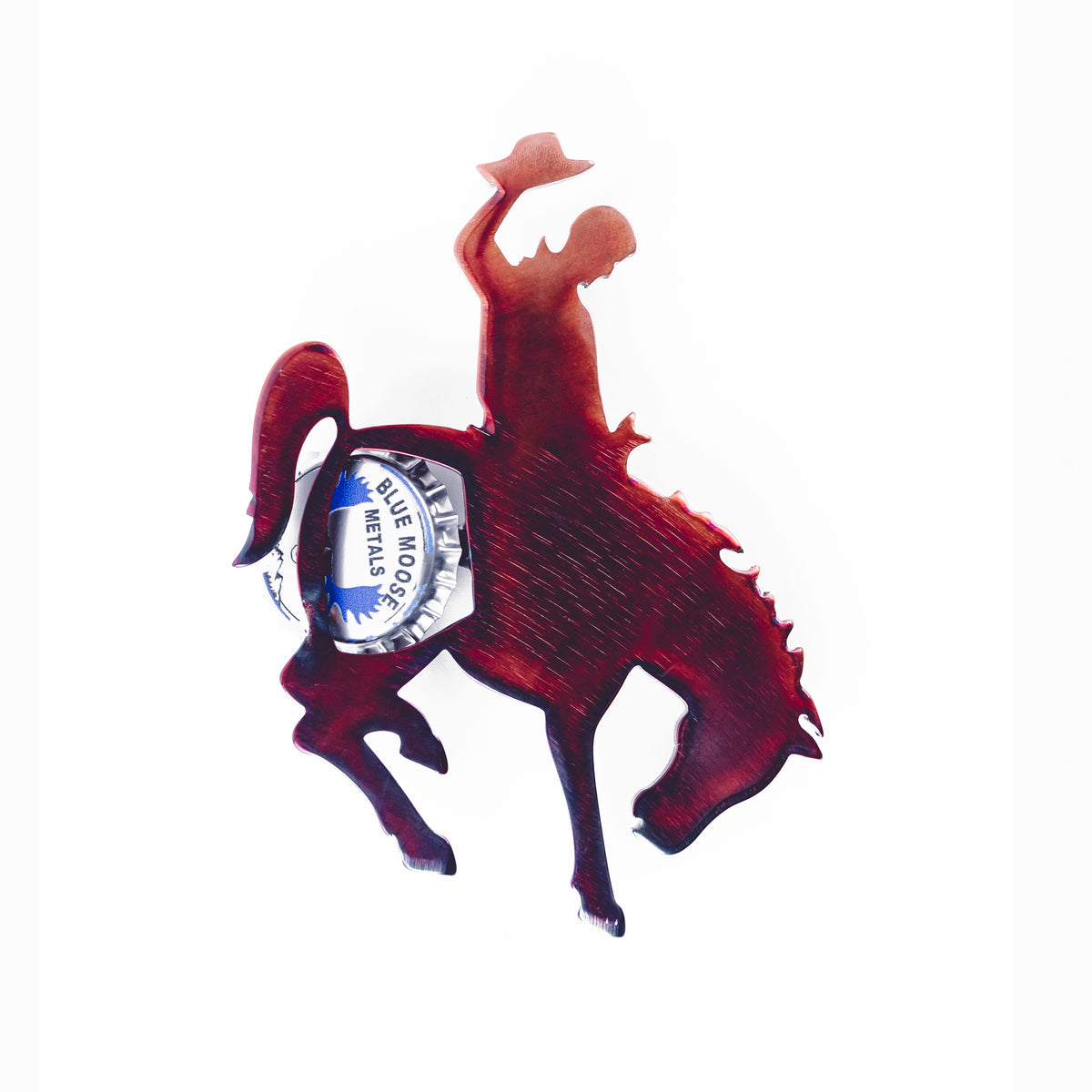 Bronco Bottle Opener Rodeo Riding Bucking Horse Blue Moose Metals