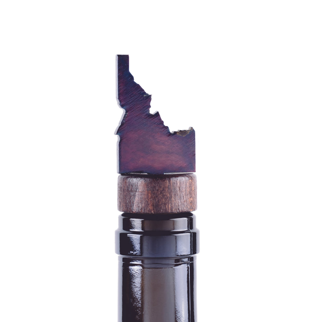 Idaho State Wine Bottle Stopper Torch created by Blue Moose Metals. Made in Montana