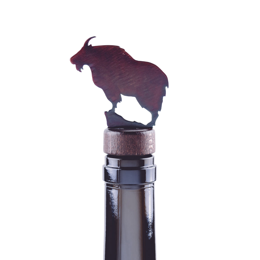 Mountain Goat Wine Bottle Stopper Torch created by Blue Moose Metals. Made in Montana