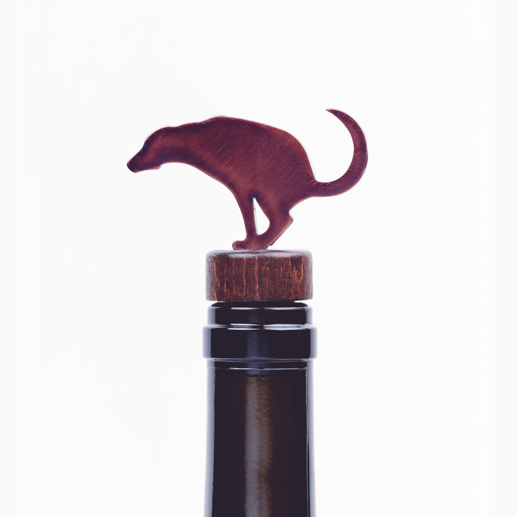Pooping Dog Wine Bottle Stopper Torch created by Blue Moose Metals. Made in Montana