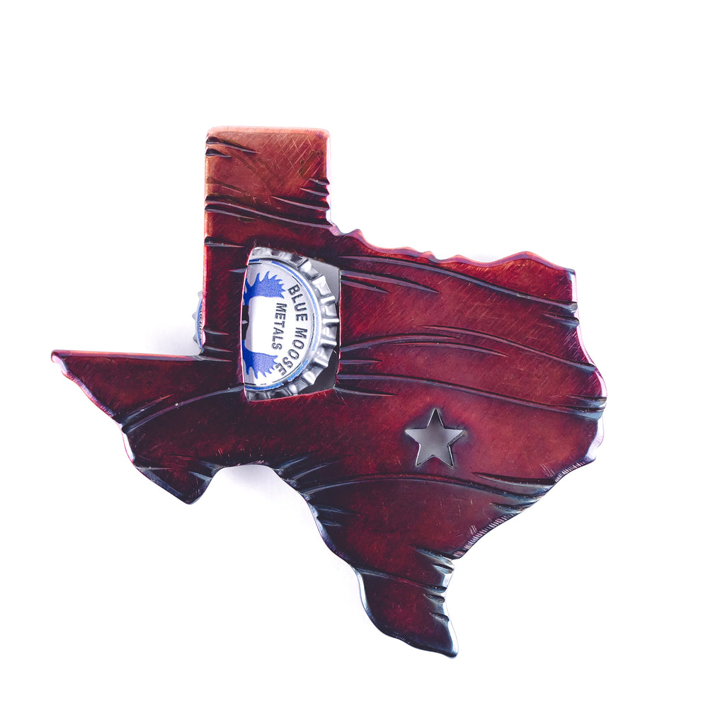 Texas State Magnetic Bottle Opener Torch created by Blue Moose Metals. Made in Montana