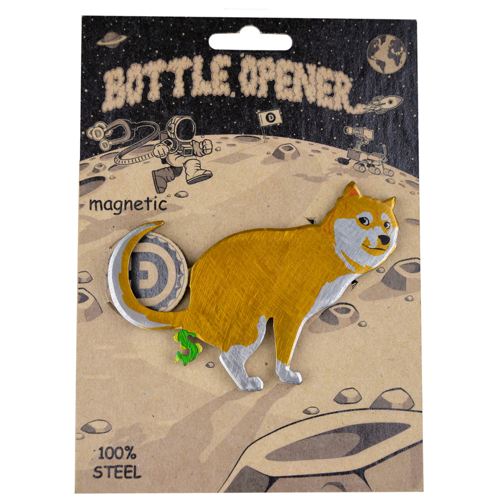 Doge Magnetic Bottle Opener created by Blue Moose Metals. Made in Montana